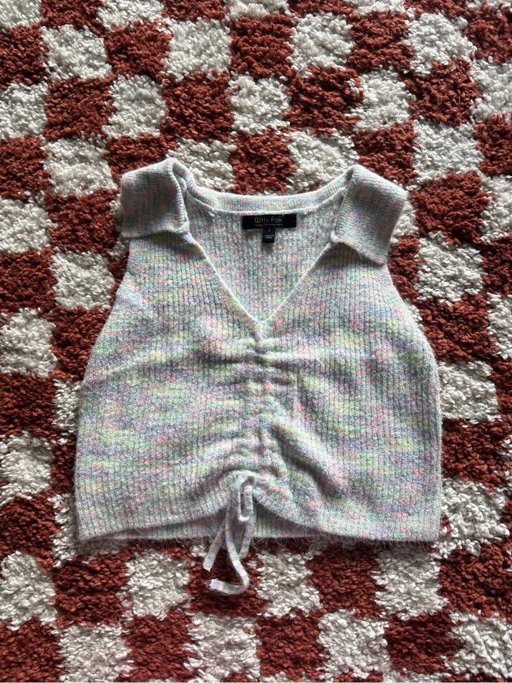 Witty Fox Fuzzy Pastel Cropped Knit Tank